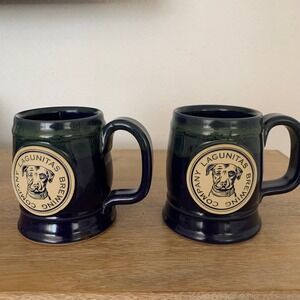 Lagunitas Brewing Company Sunset Hill Stoneware Mugs Set of 2 Blue Green USA